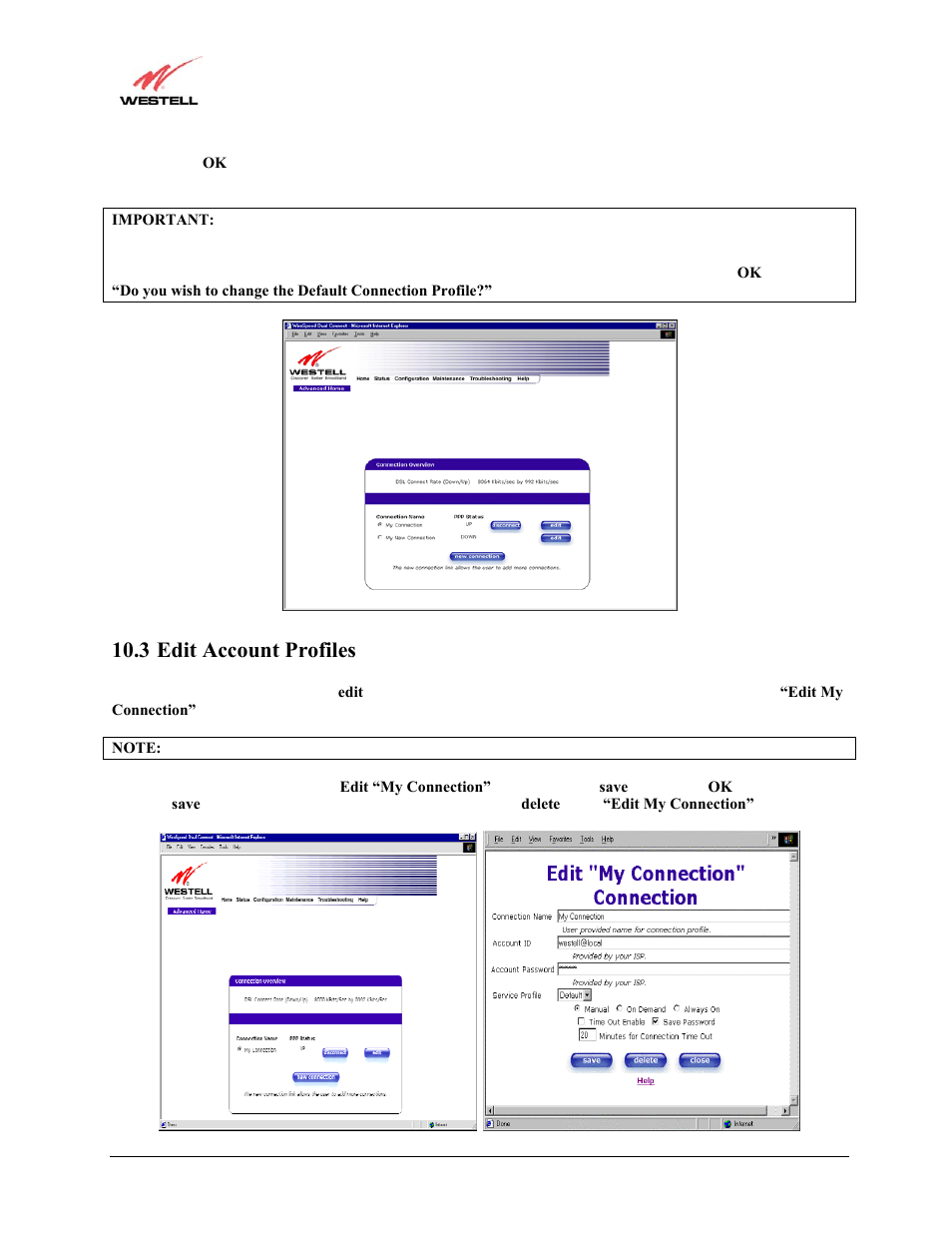 Edit account profiles, 3 edit account profiles | Westell Technologies Westell LiteLine 6110 User Manual | Page 42 / 146