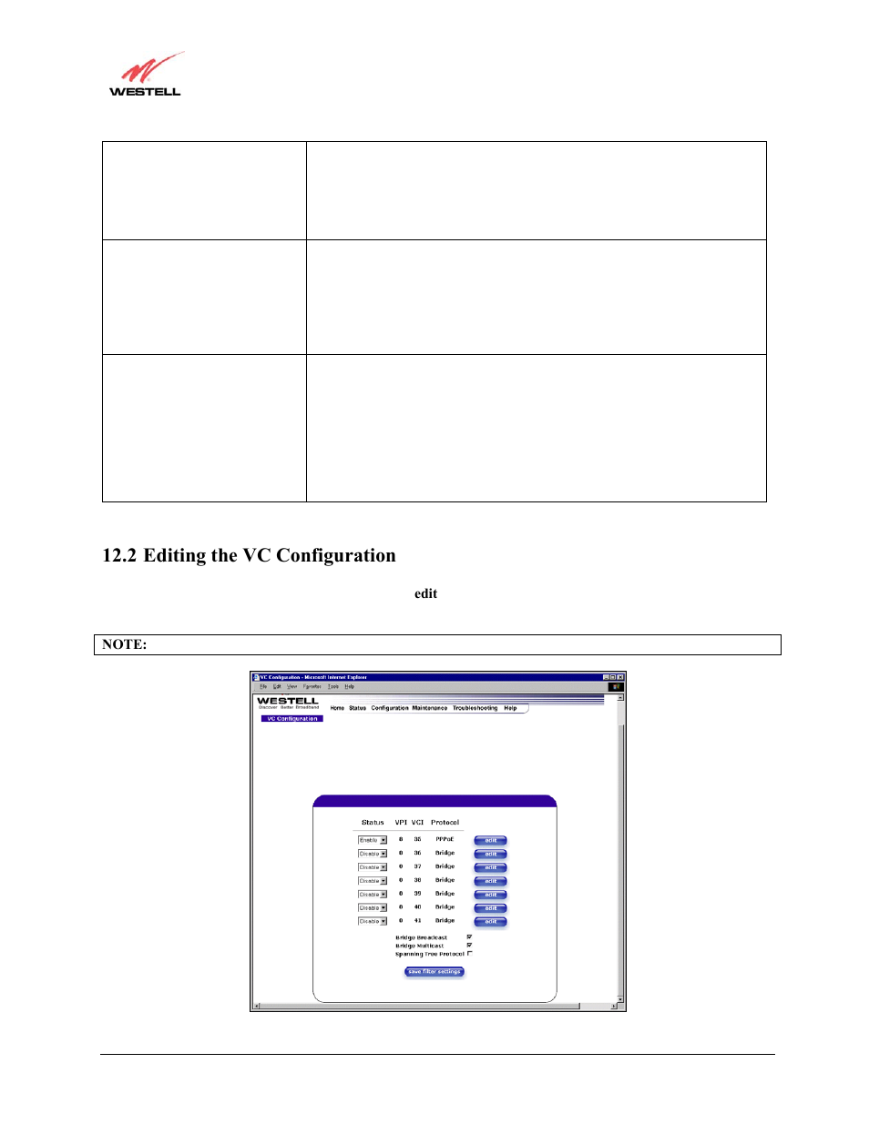 2 editing the vc configuration | Westell Technologies Westell LiteLine 6110 User Manual | Page 47 / 146