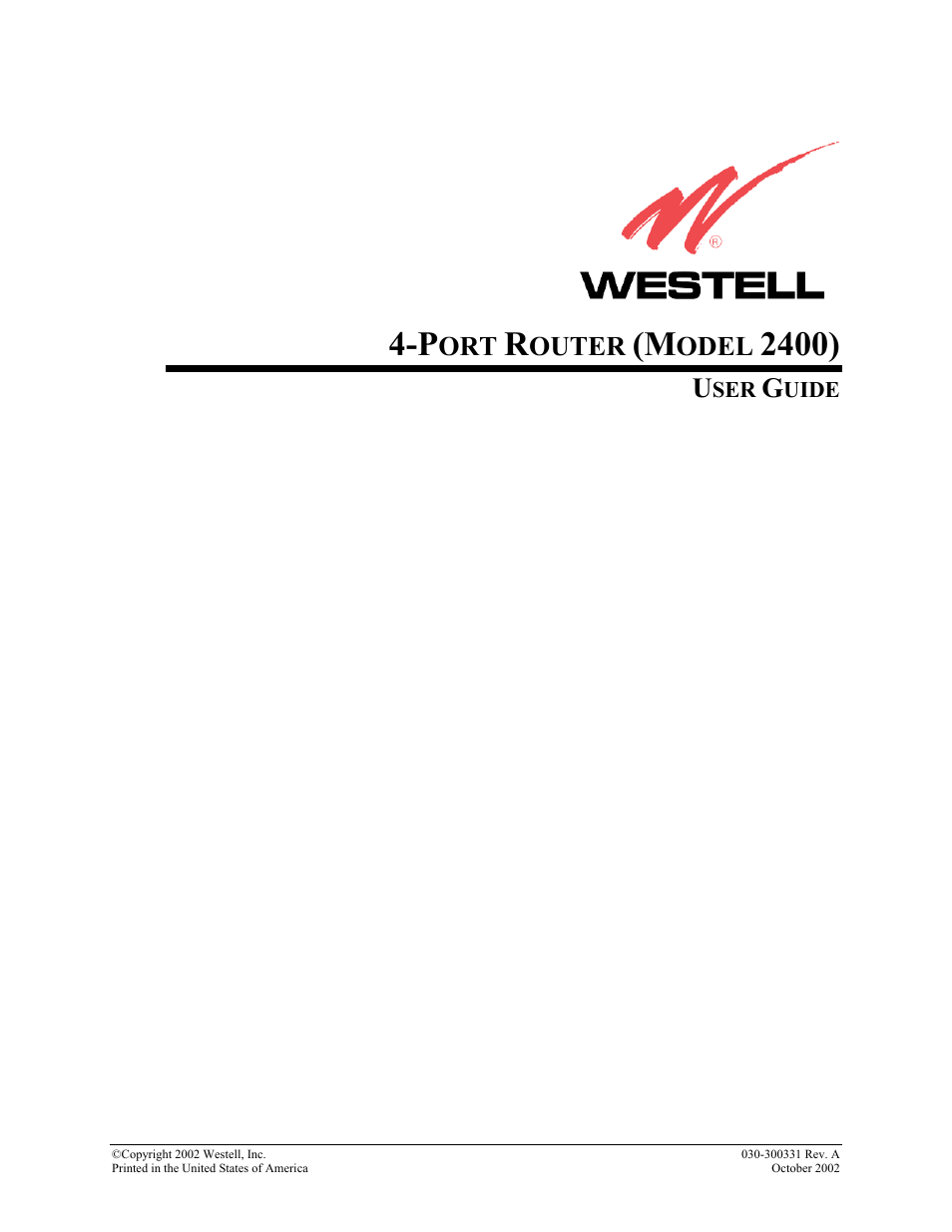 Westell Technologies Router 2400 User Manual | 114 pages