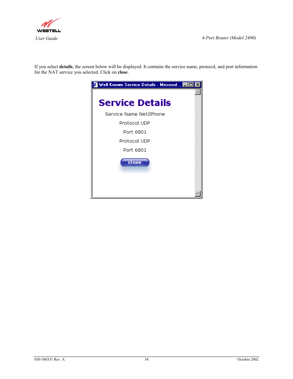Westell Technologies Router 2400 User Manual | Page 36 / 114