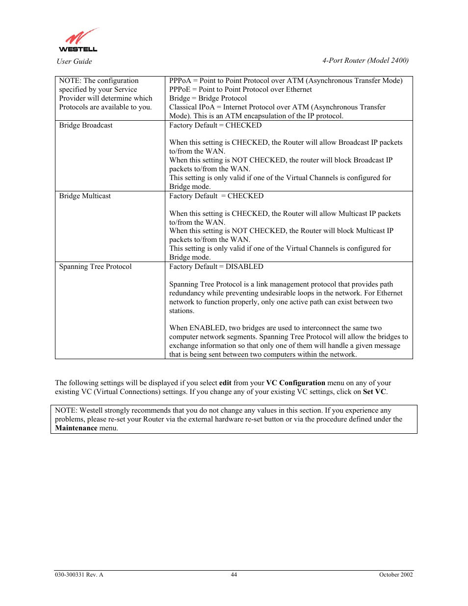 Westell Technologies Router 2400 User Manual | Page 46 / 114