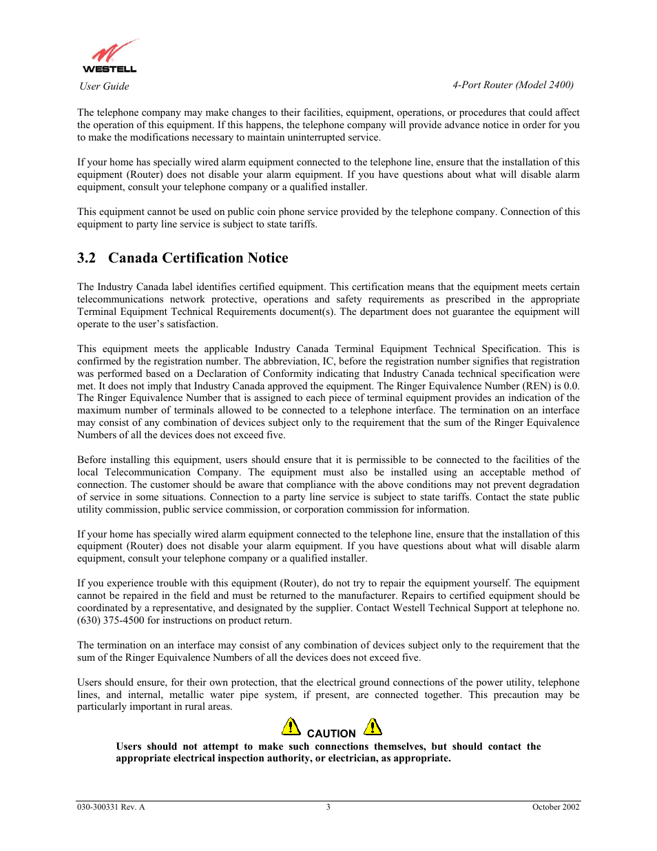 2 canada certification notice | Westell Technologies Router 2400 User Manual | Page 5 / 114