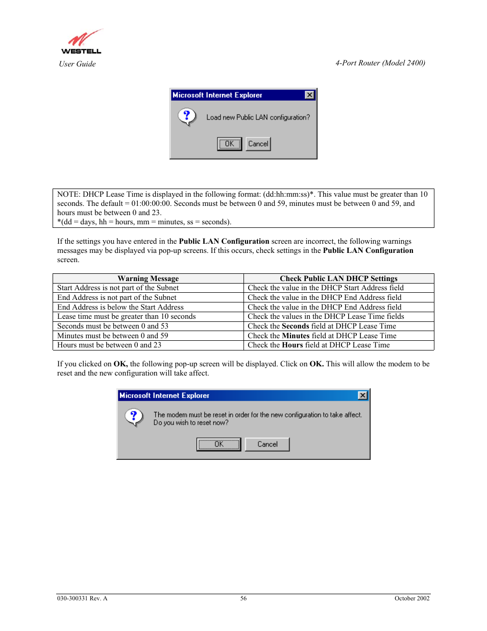 Westell Technologies Router 2400 User Manual | Page 58 / 114