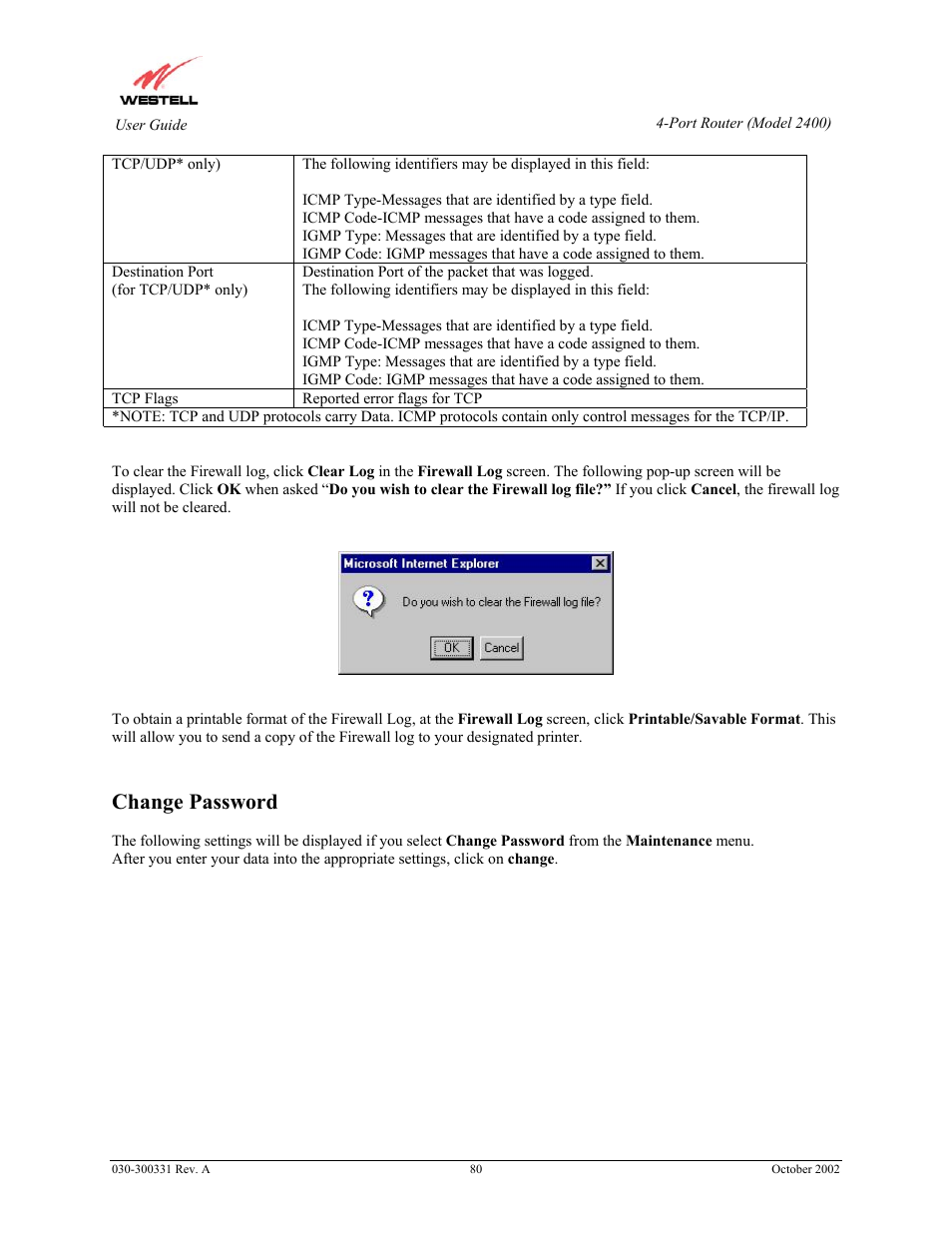 Change password | Westell Technologies Router 2400 User Manual | Page 82 / 114