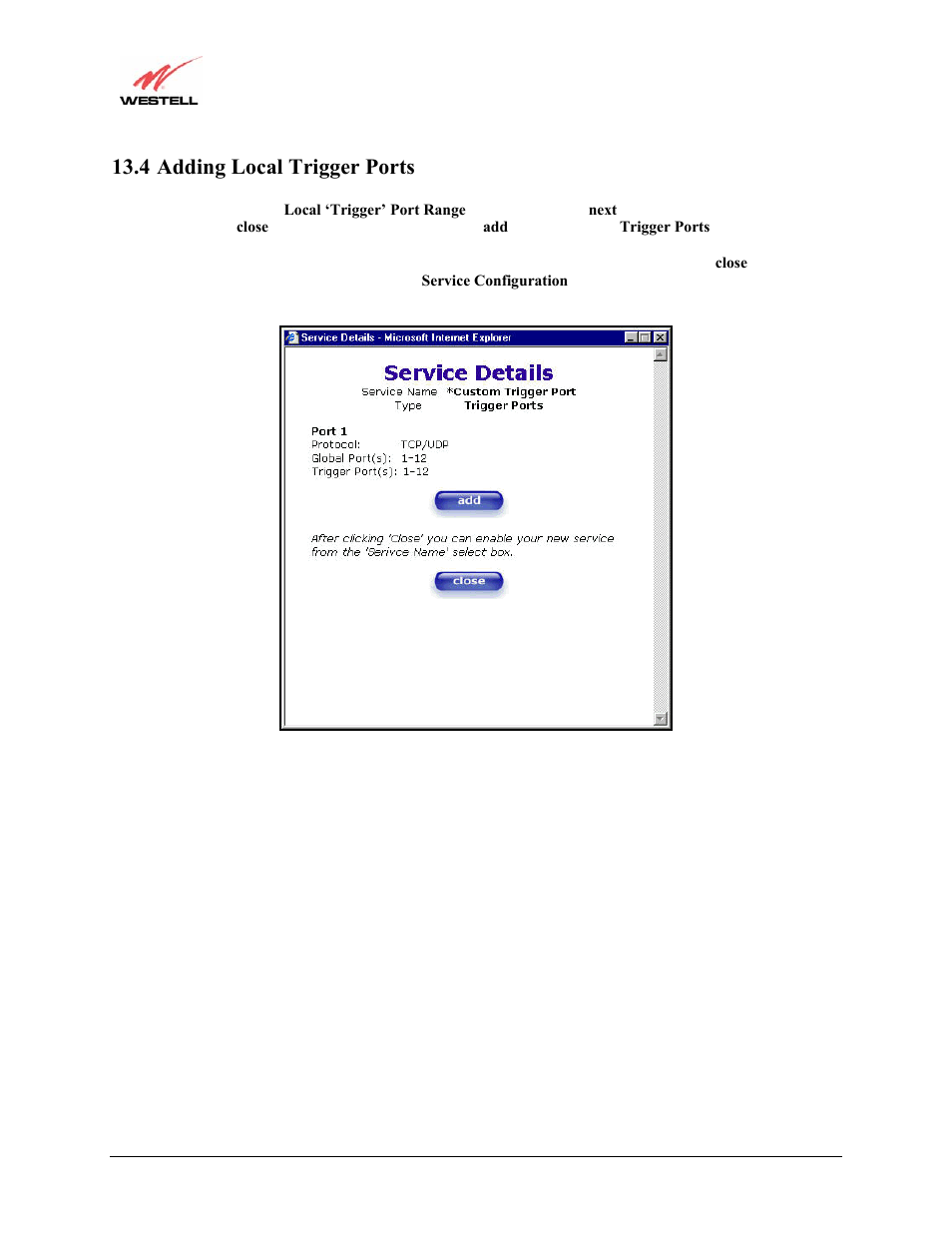 4 adding local trigger ports | Westell Technologies Versalink 327W User Manual | Page 118 / 157