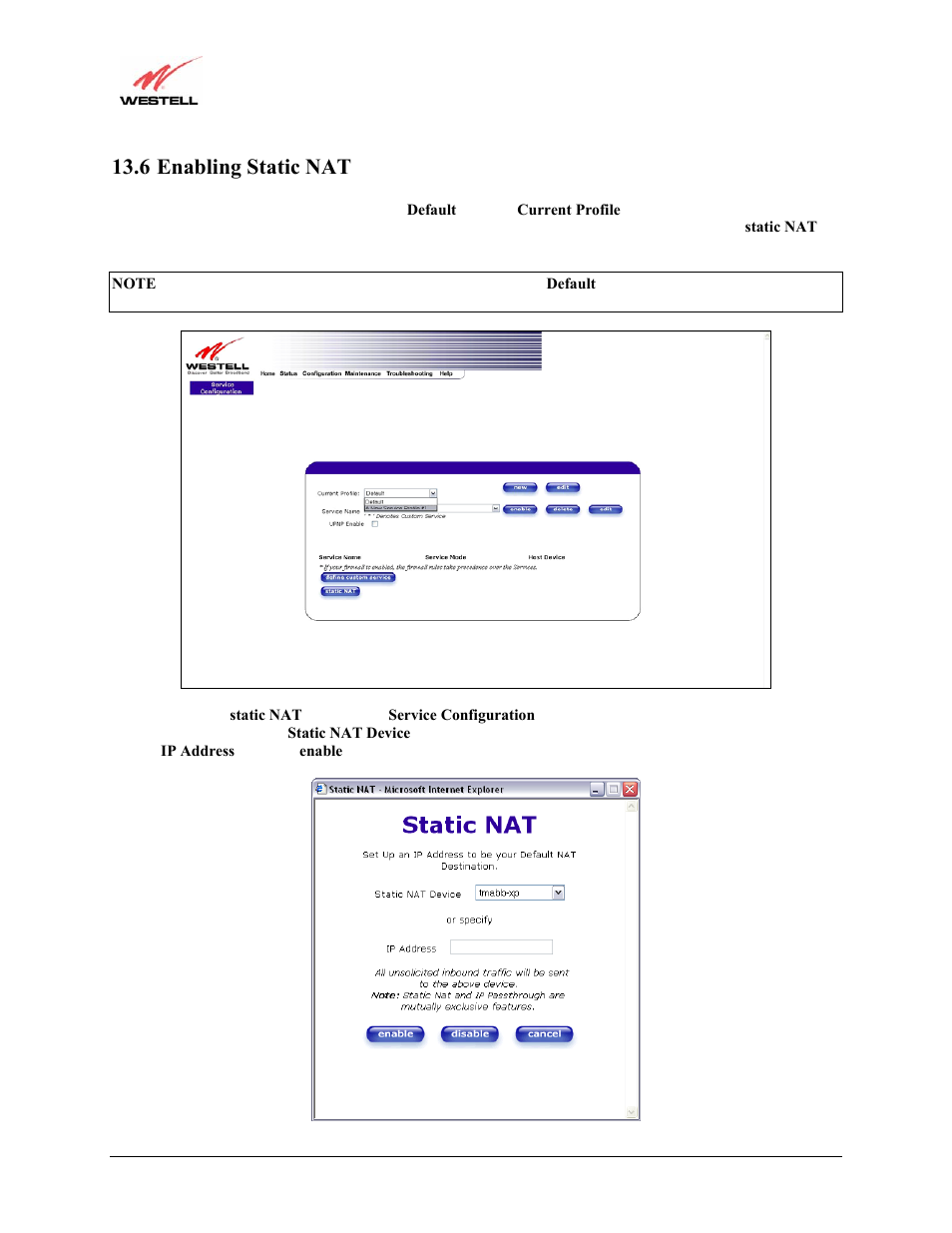 6 enabling static nat | Westell Technologies Versalink 327W User Manual | Page 120 / 157