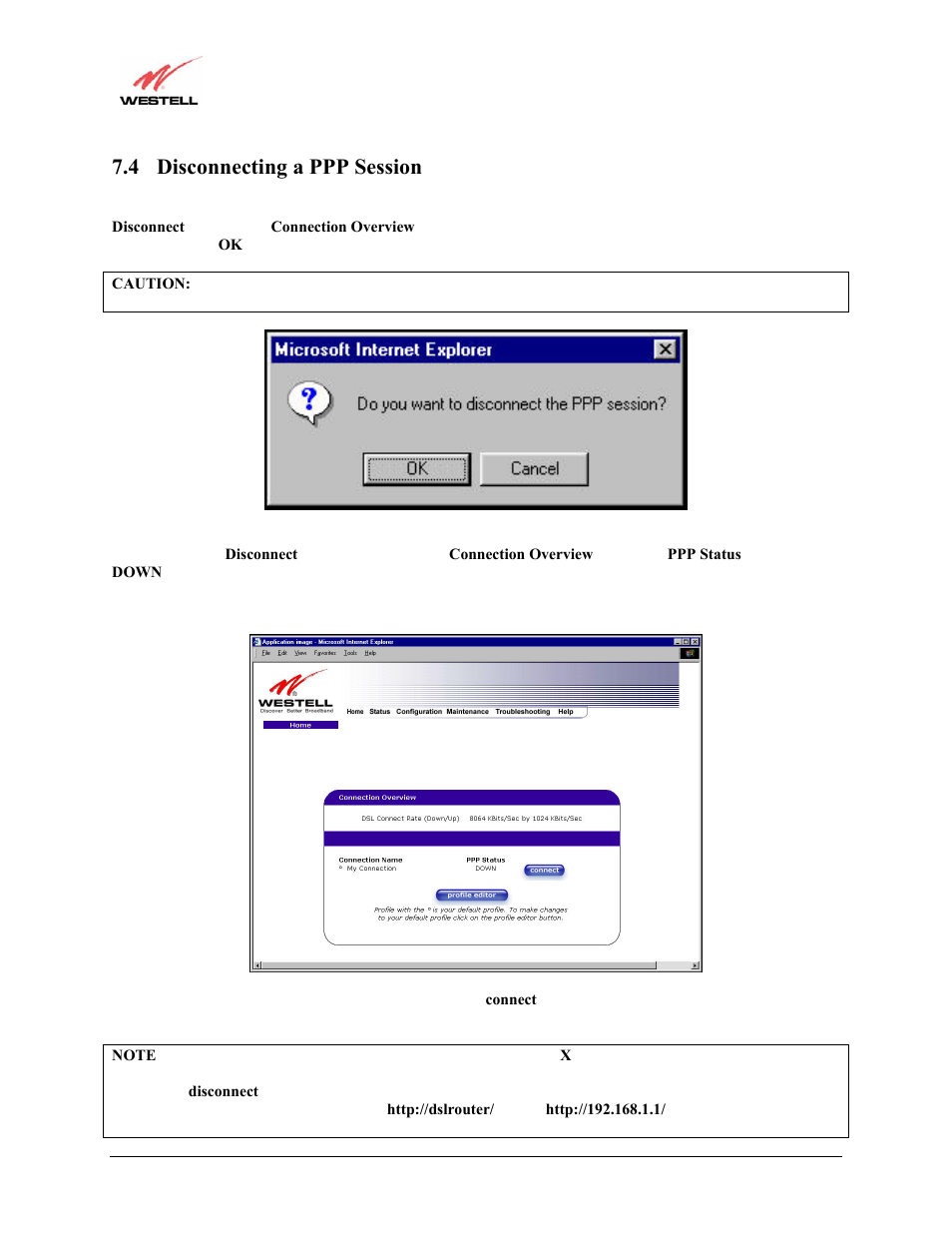 4 disconnecting a ppp session | Westell Technologies Versalink 327W User Manual | Page 26 / 157
