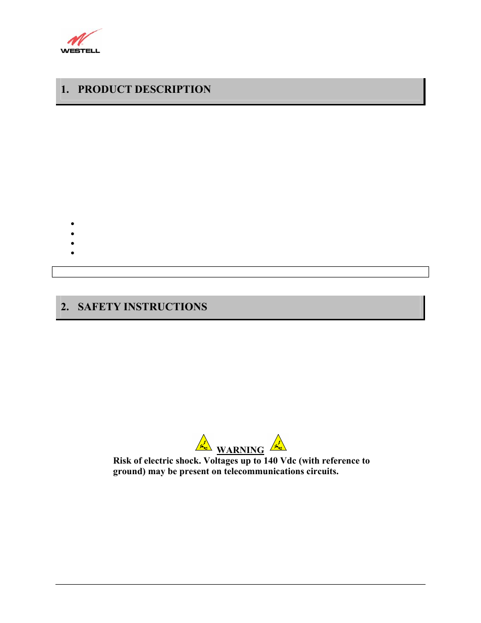 Product description, Safety instructions | Westell Technologies Versalink 327W User Manual | Page 4 / 157