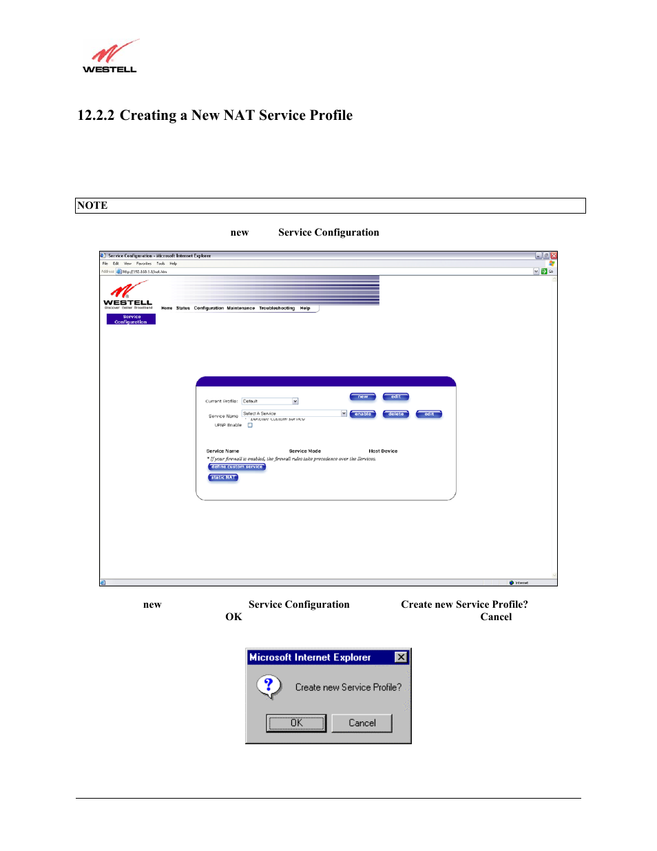 2 creating a new nat service profile | Westell Technologies Versalink 327W User Manual | Page 48 / 157
