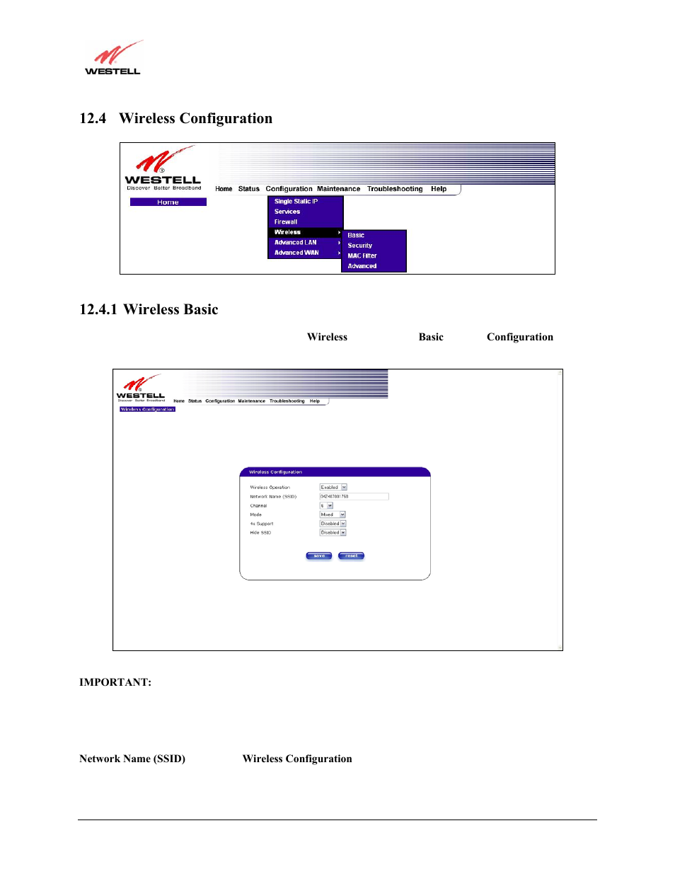 4 wireless configuration, 1 wireless basic | Westell Technologies Versalink 327W User Manual | Page 60 / 157