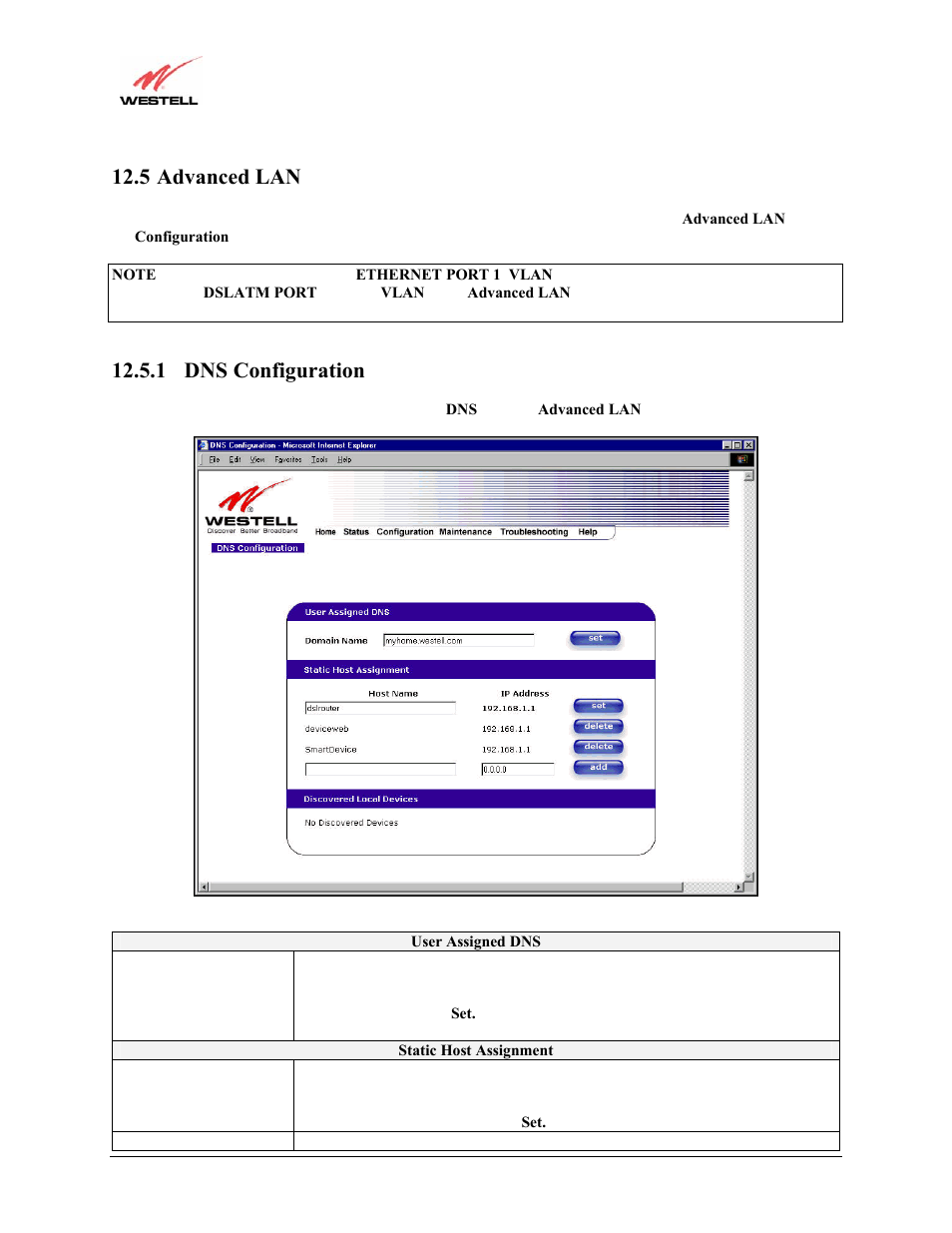 5 advanced lan, 1 dns configuration | Westell Technologies Versalink 327W User Manual | Page 69 / 157