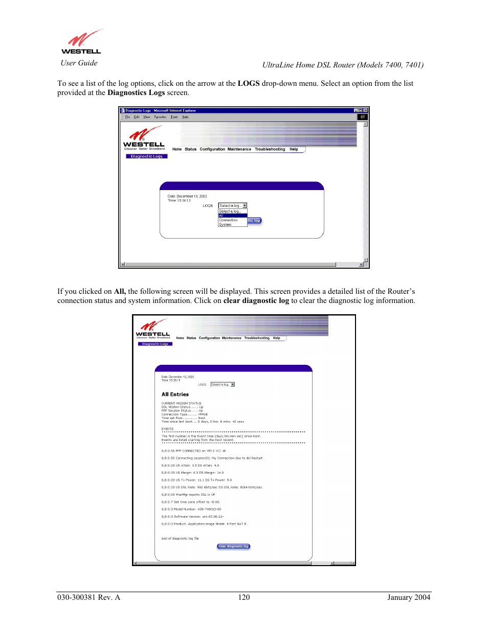 Westell Technologies Westell UltraLine 7400 User Manual | Page 120 / 153