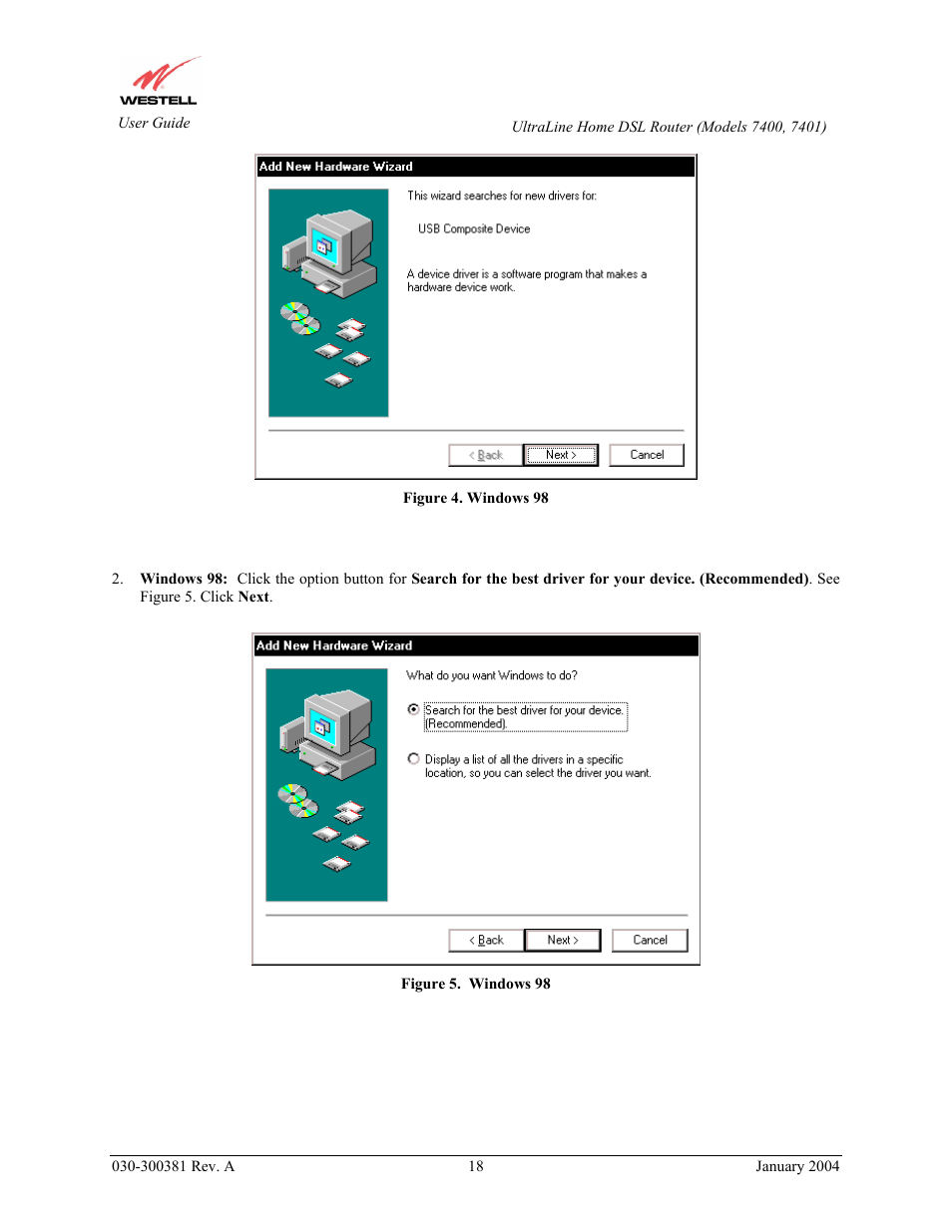 Window will open (figure 4). click | Westell Technologies Westell UltraLine 7400 User Manual | Page 18 / 153