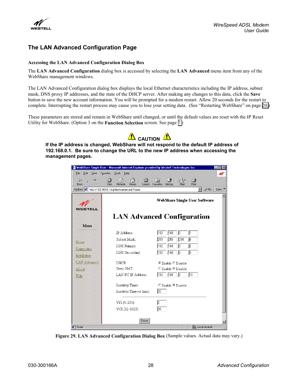 Westell Technologies WireSpeed ADSL Modem 030-300166A iii User Manual | Page 31 / 61