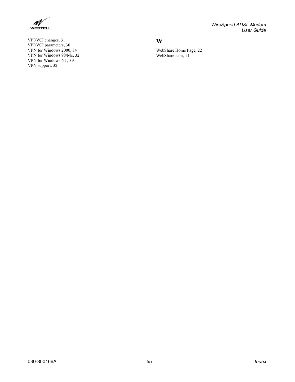 Westell Technologies WireSpeed ADSL Modem 030-300166A iii User Manual | Page 58 / 61