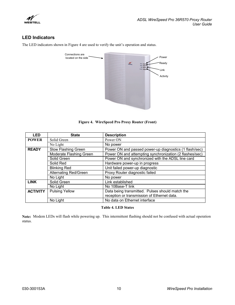 Led indicators | Westell Technologies 36R570 User Manual | Page 10 / 59
