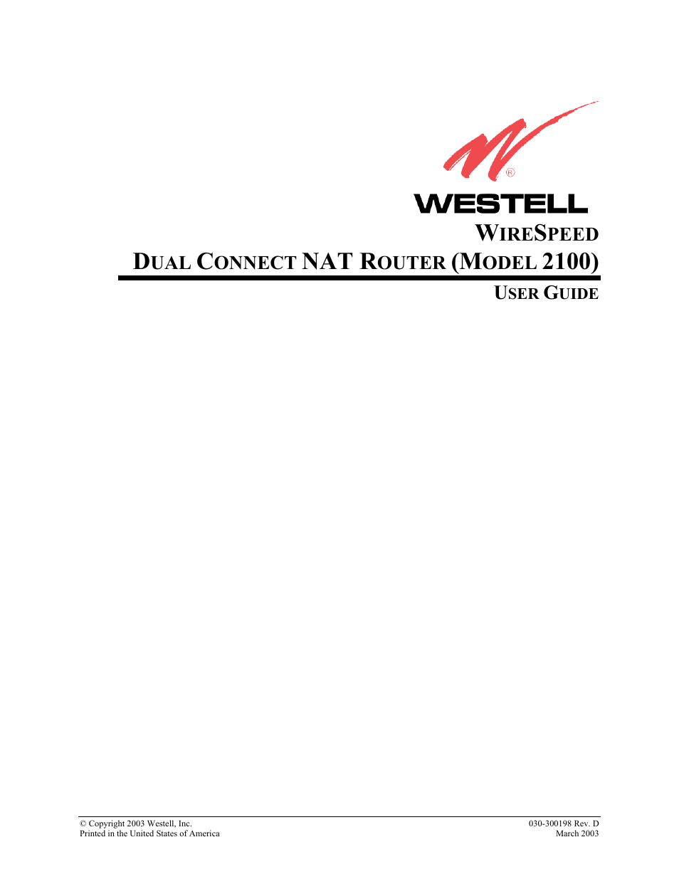 Westell Technologies Wirespeed 2100 User Manual | 118 pages