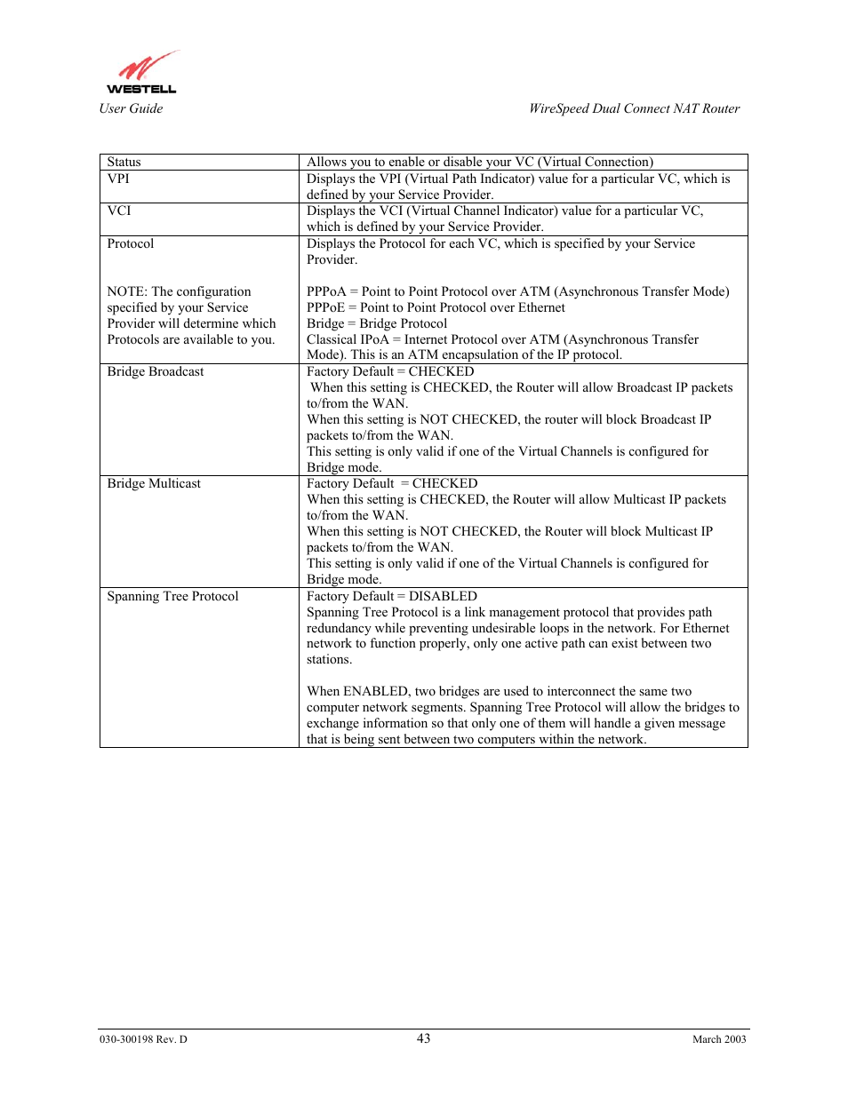 Westell Technologies Wirespeed 2100 User Manual | Page 45 / 118