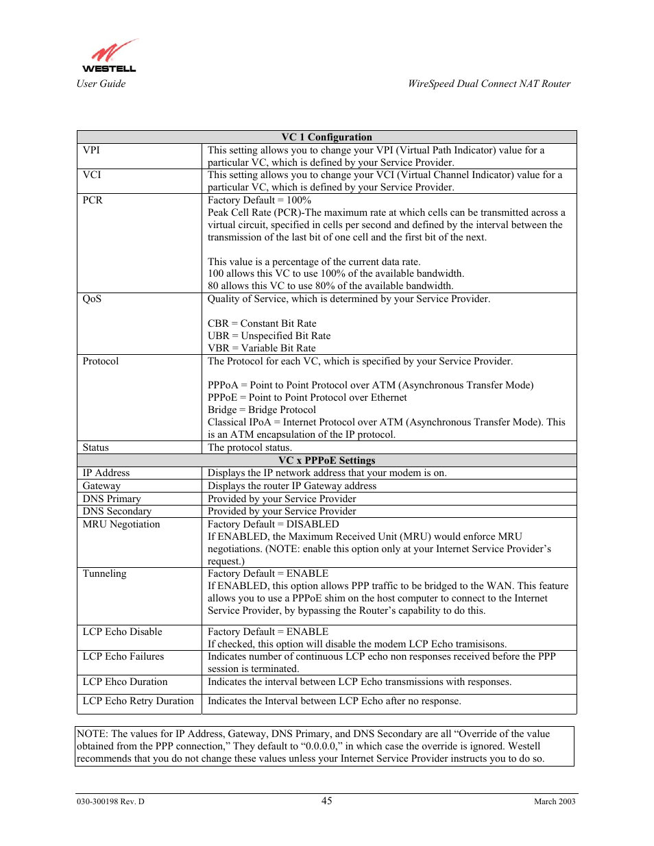 Westell Technologies Wirespeed 2100 User Manual | Page 47 / 118
