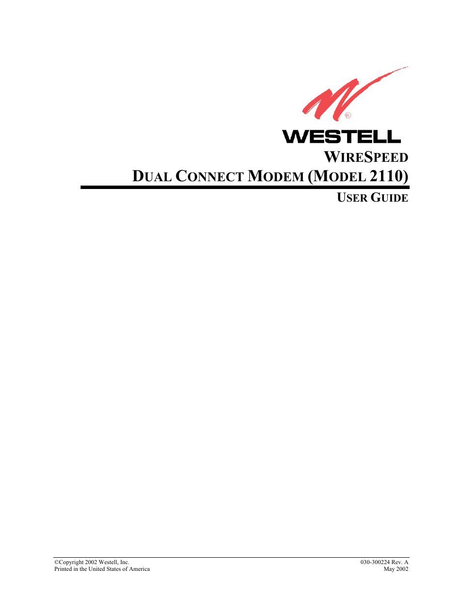 Westell Technologies 2110 User Manual | 30 pages