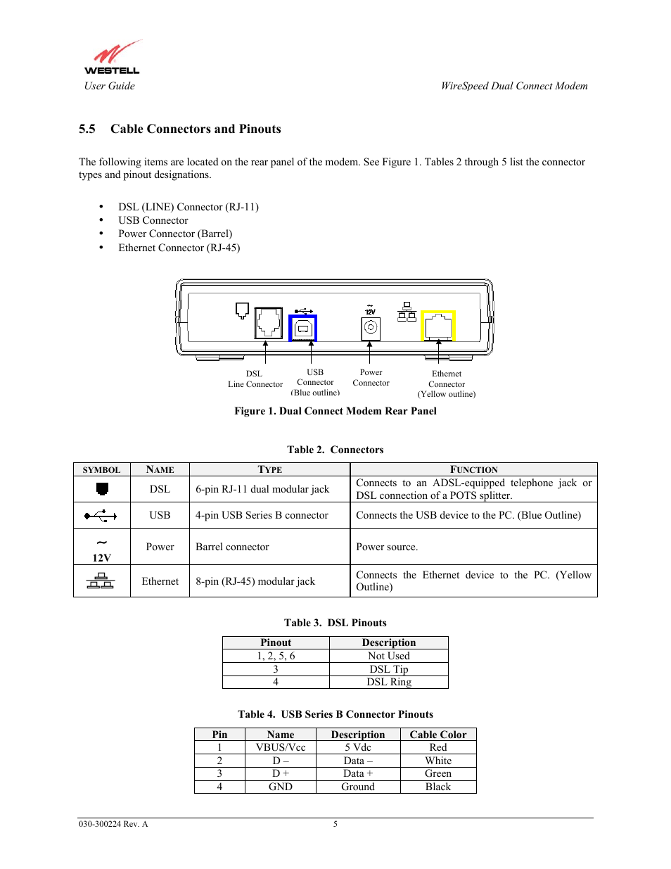 Cable connectors and pinouts | Westell Technologies 2110 User Manual | Page 7 / 30