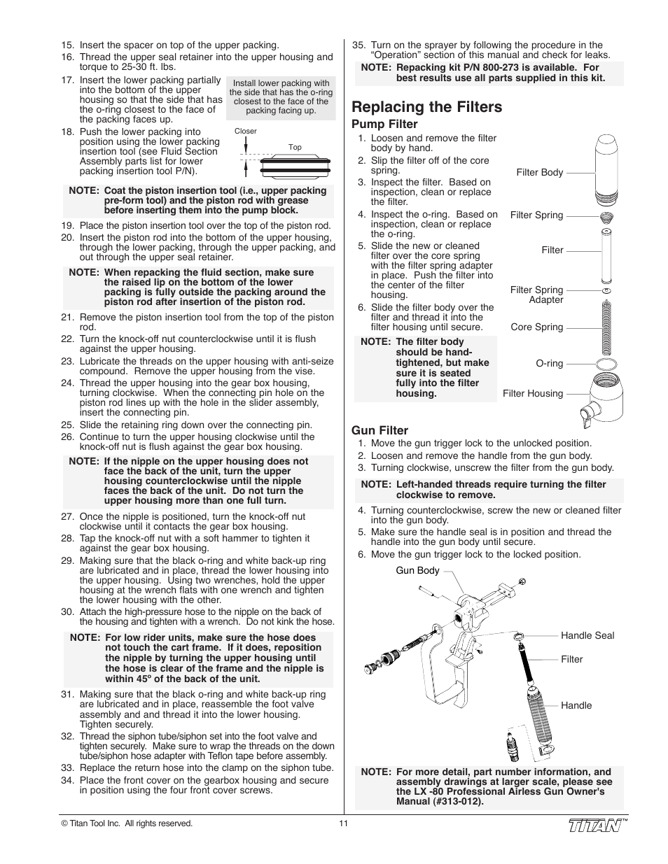 Replacing the filters | Wagner SprayTech 840i User Manual | Page 11 / 24