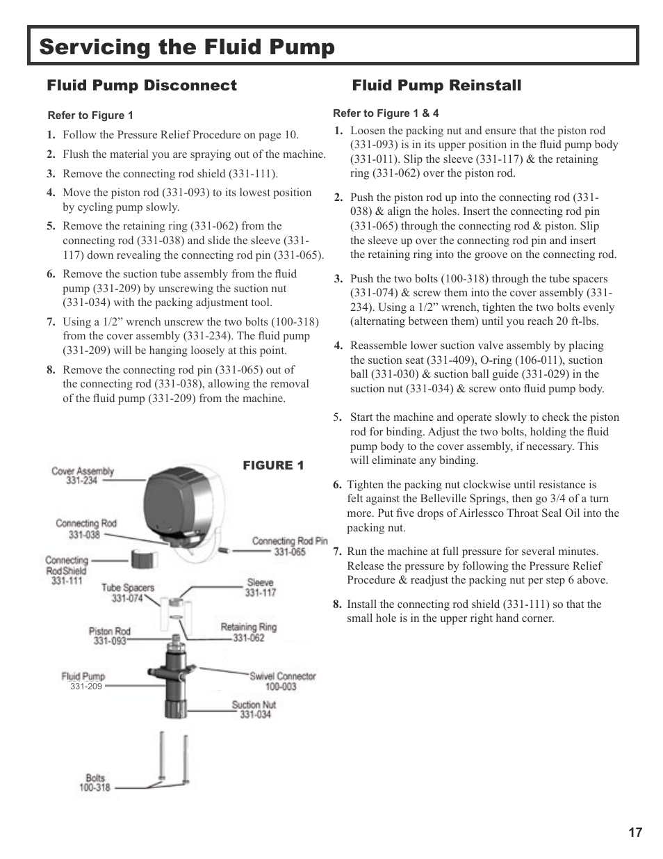 Servicing the fluid pump, Fluid pump disconnect fluid pump reinstall | Wagner SprayTech 3000 User Manual | Page 19 / 30