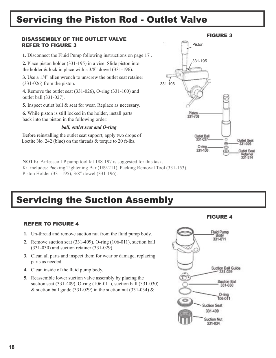 Servicing the piston rod - outlet valve, Servicing the suction assembly | Wagner SprayTech 3000 User Manual | Page 20 / 30
