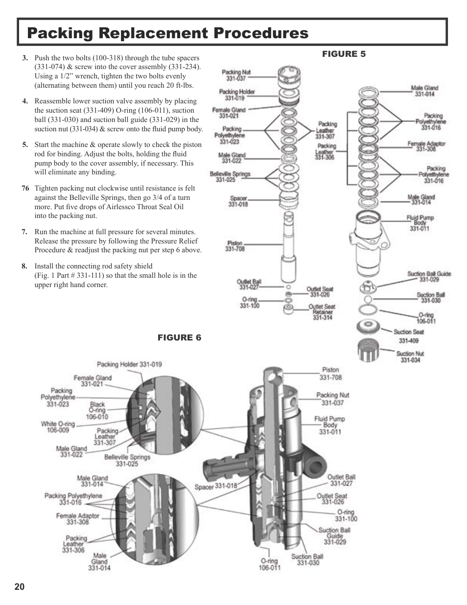 Packing replacement procedures | Wagner SprayTech 3000 User Manual | Page 22 / 30