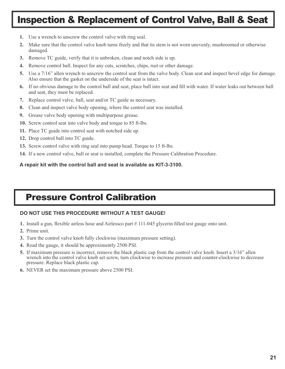 Pressure control calibration | Wagner SprayTech 3000 User Manual | Page 23 / 30