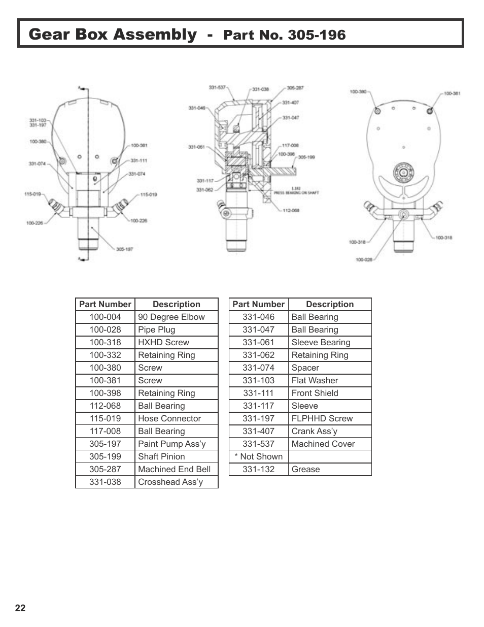 Gear box assembly | Wagner SprayTech 3000 User Manual | Page 24 / 30