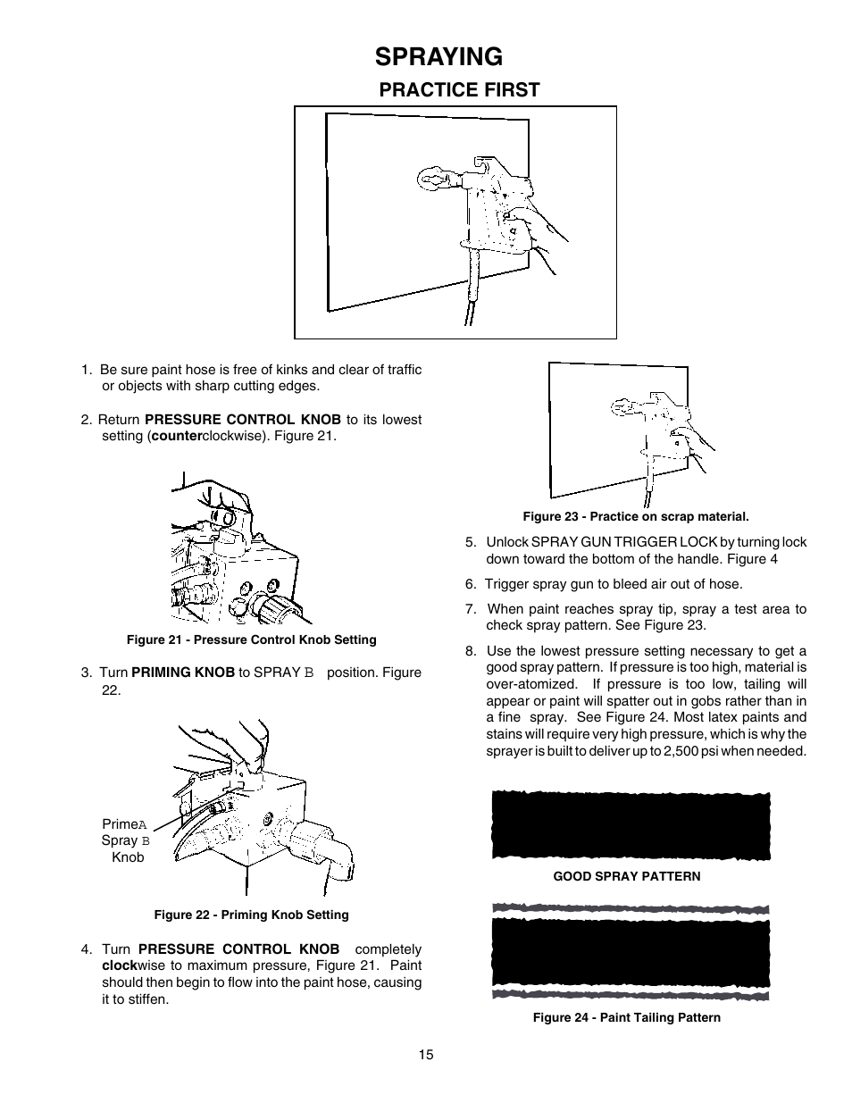 Spraying, Practice, Spraying technique | Practice first | Wagner HIGH PERFORMANCE AIRLESS SPRAYER User Manual | Page 15 / 33