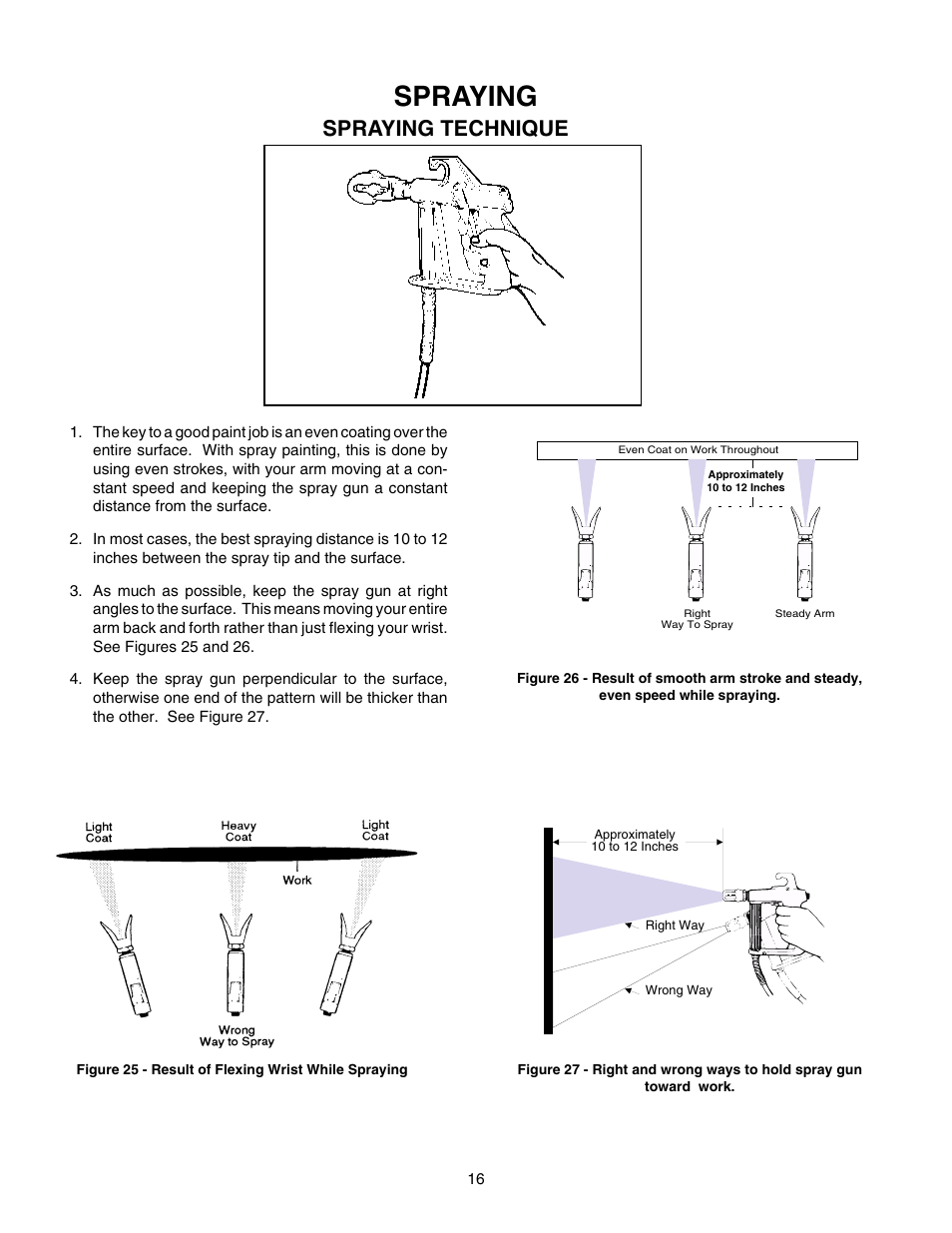 Spraying, Spraying technique | Wagner HIGH PERFORMANCE AIRLESS SPRAYER User Manual | Page 16 / 33