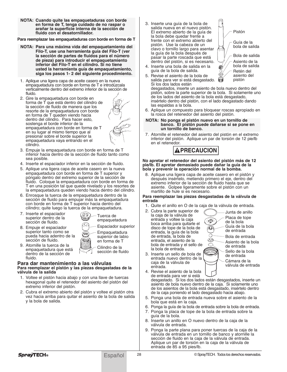 Precaucion, Español | Wagner SprayTech 0295001 User Manual | Page 28 / 40