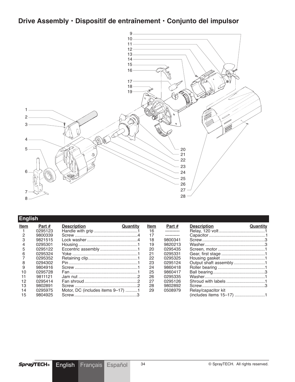 English, Français español | Wagner SprayTech 0295001 User Manual | Page 34 / 40