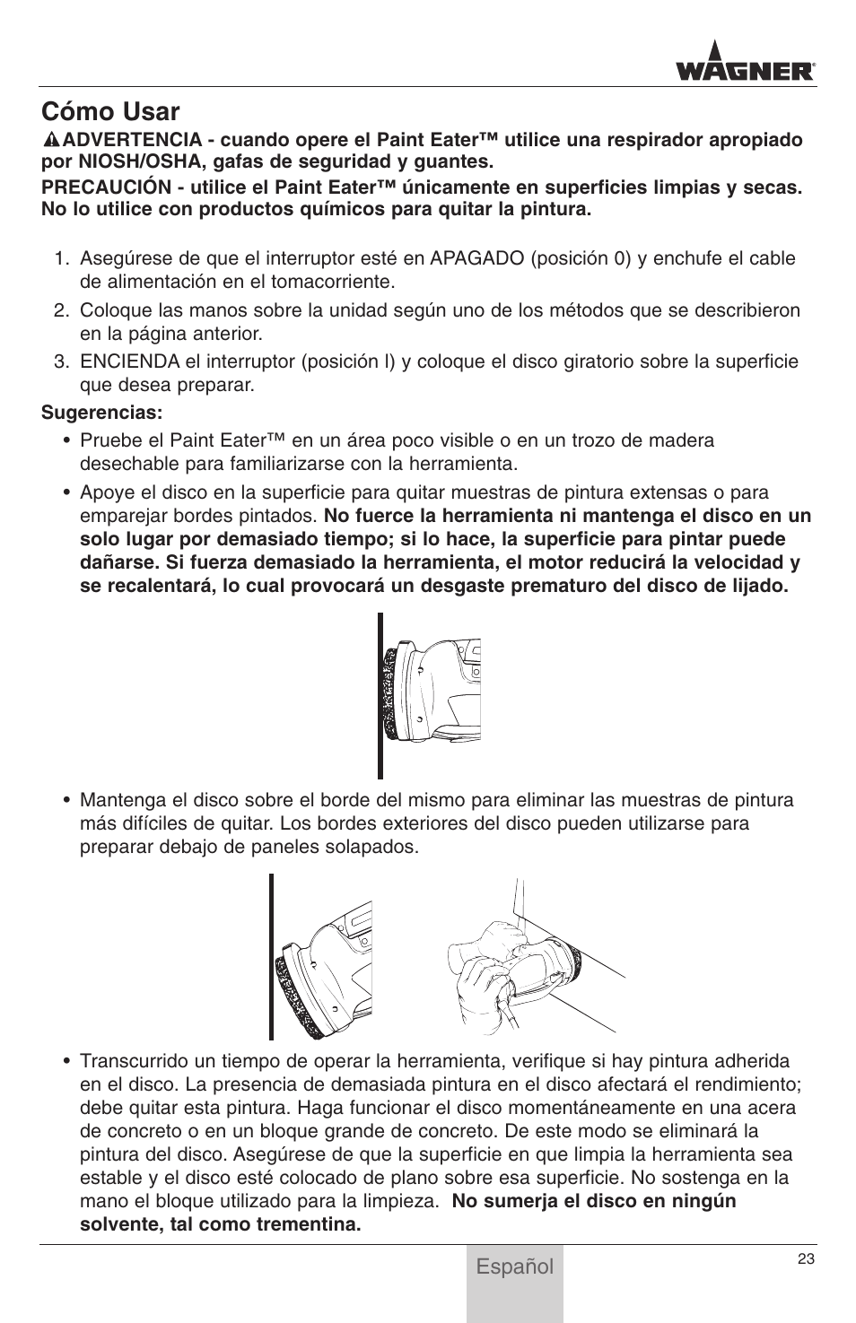 Cómo usar | Wagner PaintEater User Manual | Page 23 / 24