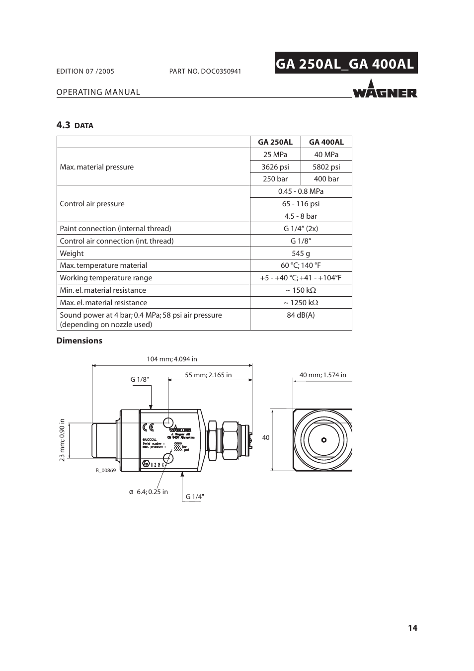 Wagner SprayTech GA 400AL User Manual | Page 14 / 40