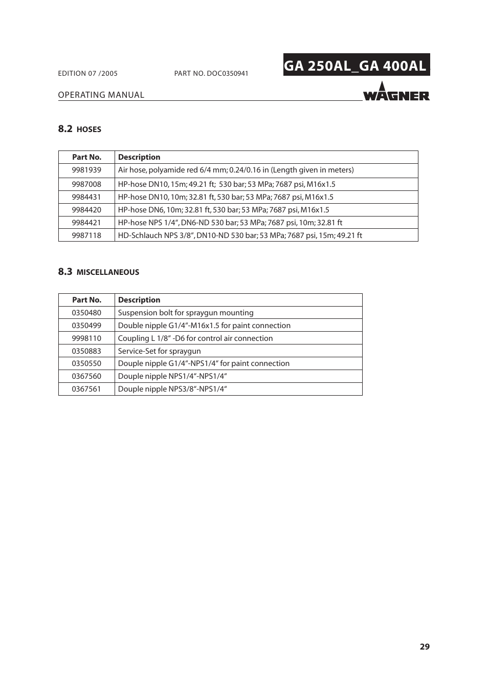 Wagner SprayTech GA 400AL User Manual | Page 29 / 40