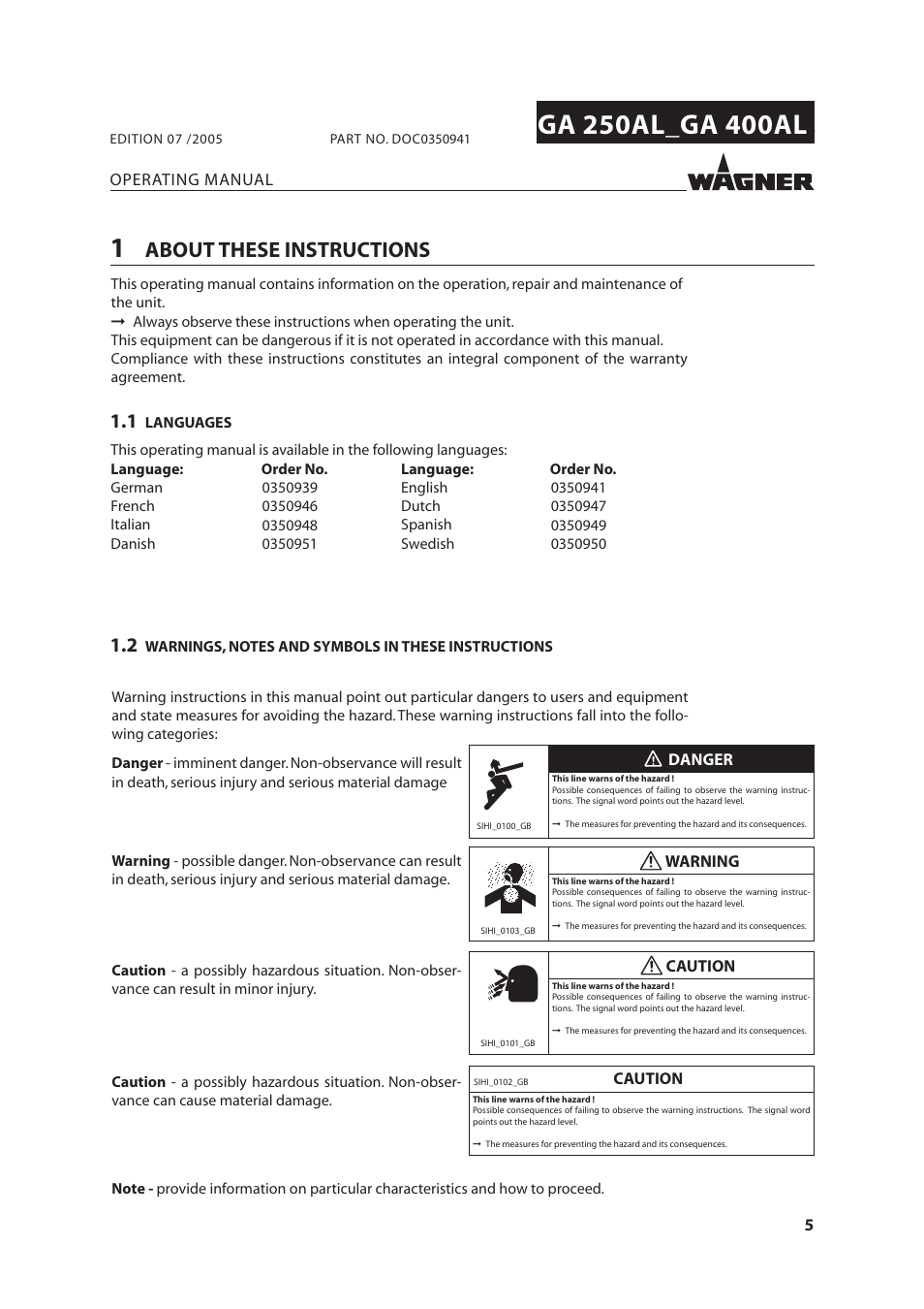 About these instructions | Wagner SprayTech GA 400AL User Manual | Page 5 / 40