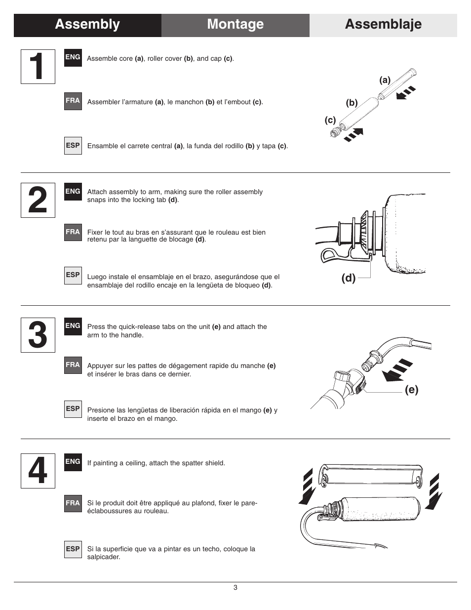 Assembly, Montage, Ensamblaje | Assembly assemblaje | Wagner PaintMate Plus User Manual | Page 3 / 16