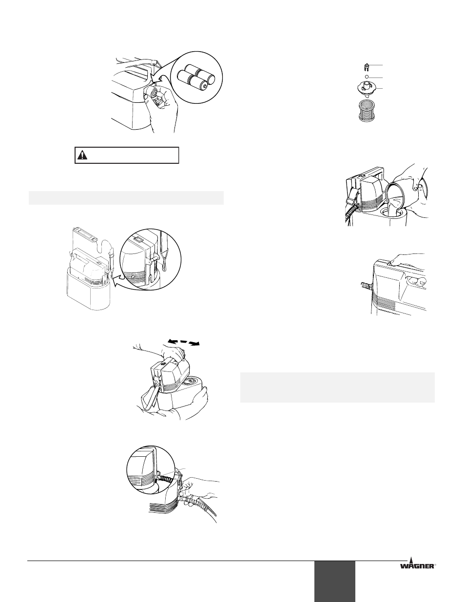 Assemblage du rouleau, Fixation de tuyaux à liquide, Pour remplir le réservoir à liquides | Utilisation du rouleau, Appliquer la peintrue, Avertissement, Français | Wagner Cordless Power Roller User Manual | Page 7 / 16