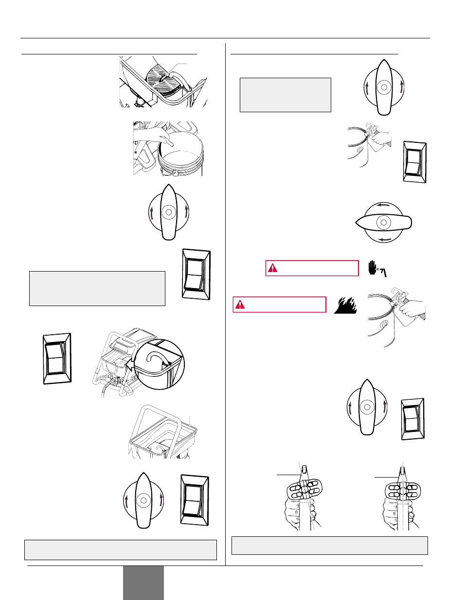 Urging et, Morçage, Mise en garde | Urge et amorçage de la pompe, Français, Urge et amorçage du flexible | Wagner paint sprayer User Manual | Page 18 / 44