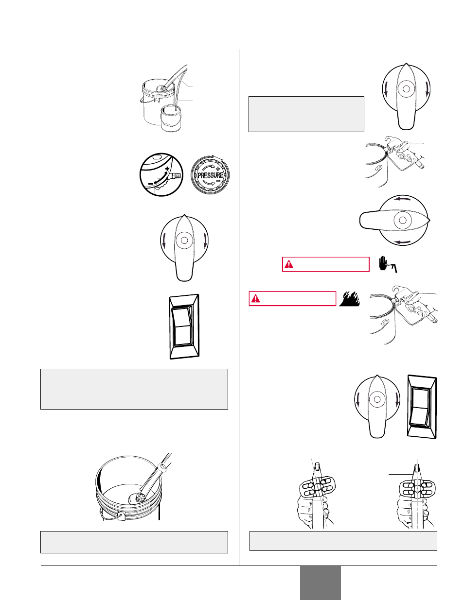 Urge et amorçage, Mise en garde, Urge et amorçage de la pompe | Urge et amorçage du flexible, Français | Wagner SprayTech Model 9140 User Manual | Page 23 / 52