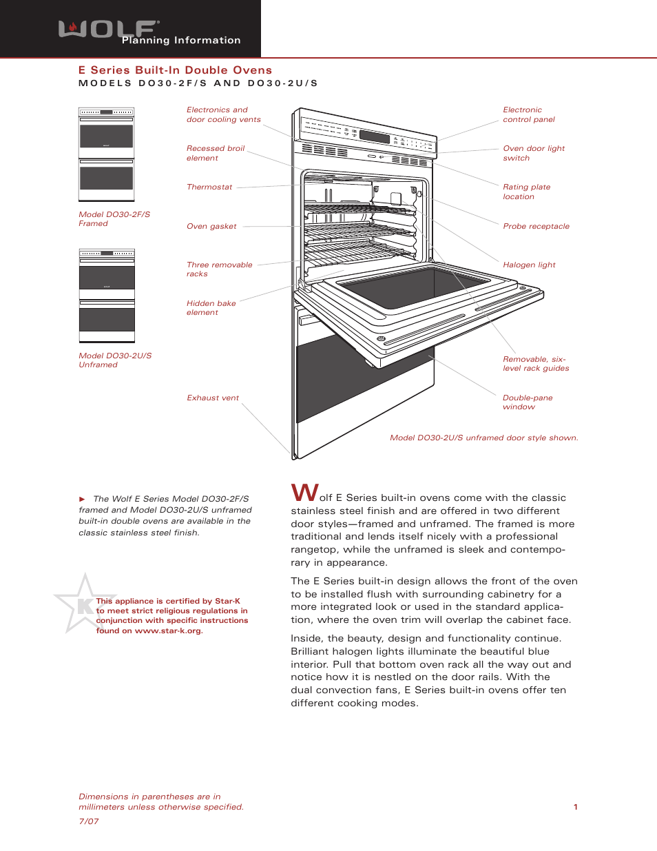 Wolf Appliance Company DO30-2S User Manual | 7 pages