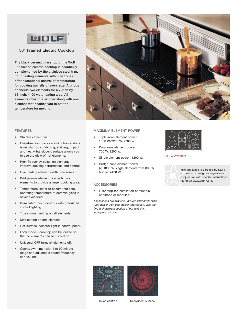 Wolf Appliance Company CT36E/S User Manual | 2 pages