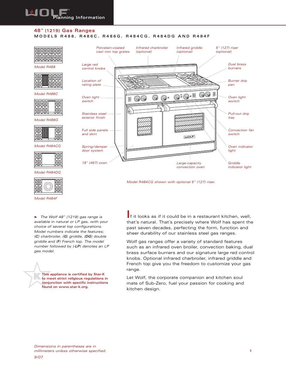 Wolf Appliance Company R486G User Manual | 5 pages