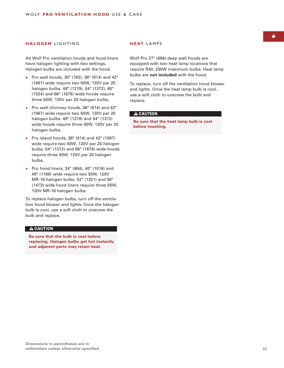 Wolf Appliance Company PWC482418R User Manual | Page 15 / 20