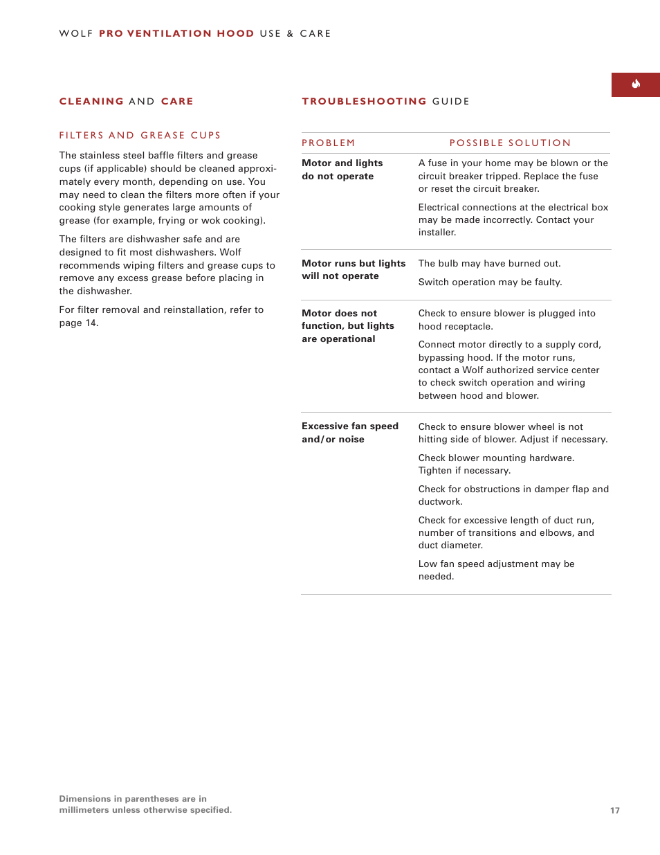 Wolf Appliance Company PWC482418R User Manual | Page 17 / 20