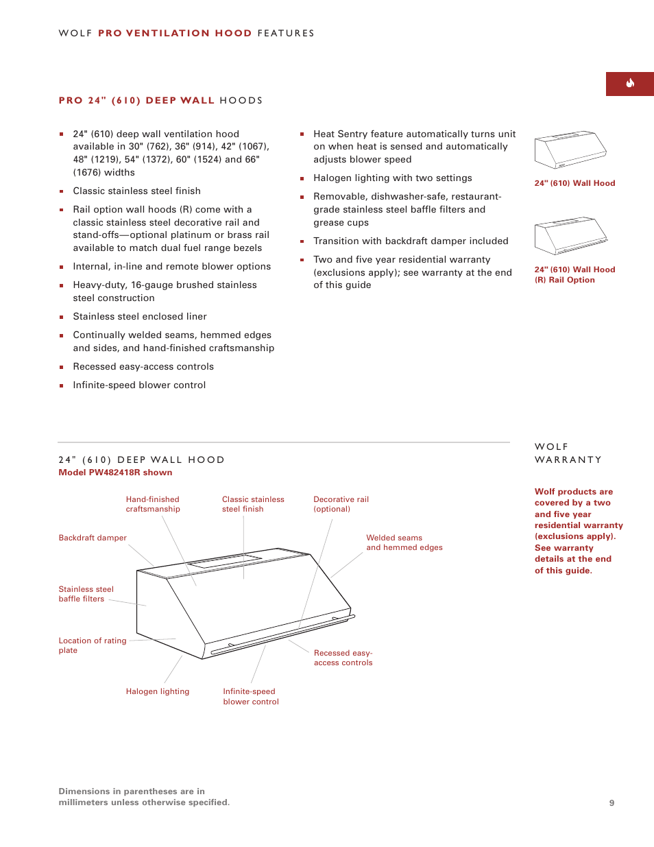 Wolf Appliance Company PWC482418R User Manual | Page 9 / 20