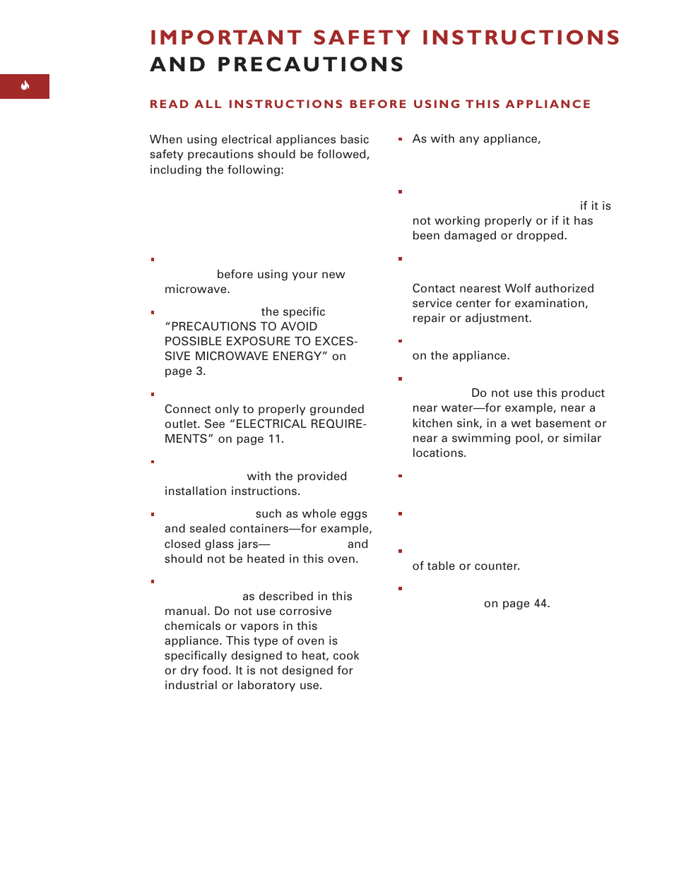 Wolf Appliance Company M I C R O W AV E O V E N User Manual | Page 4 / 48